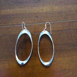 Silver Elongated Hoops